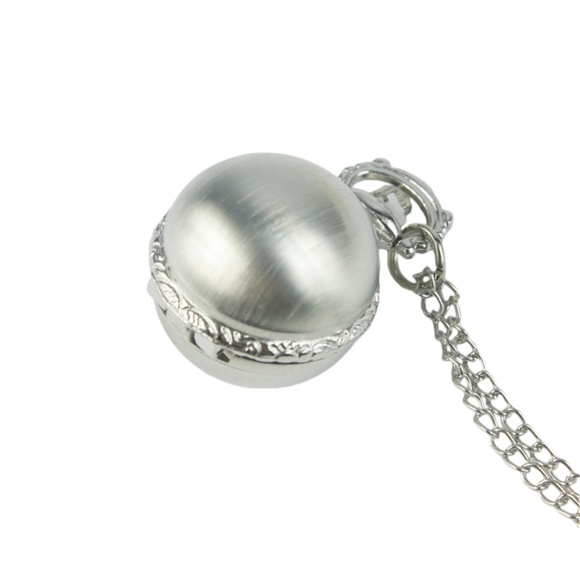Silver Sphere Locket  Watch Necklace - Picture 2 of 2